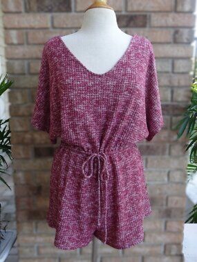 Painted Threads Burgundy Marled Knit Romper - Size Medium